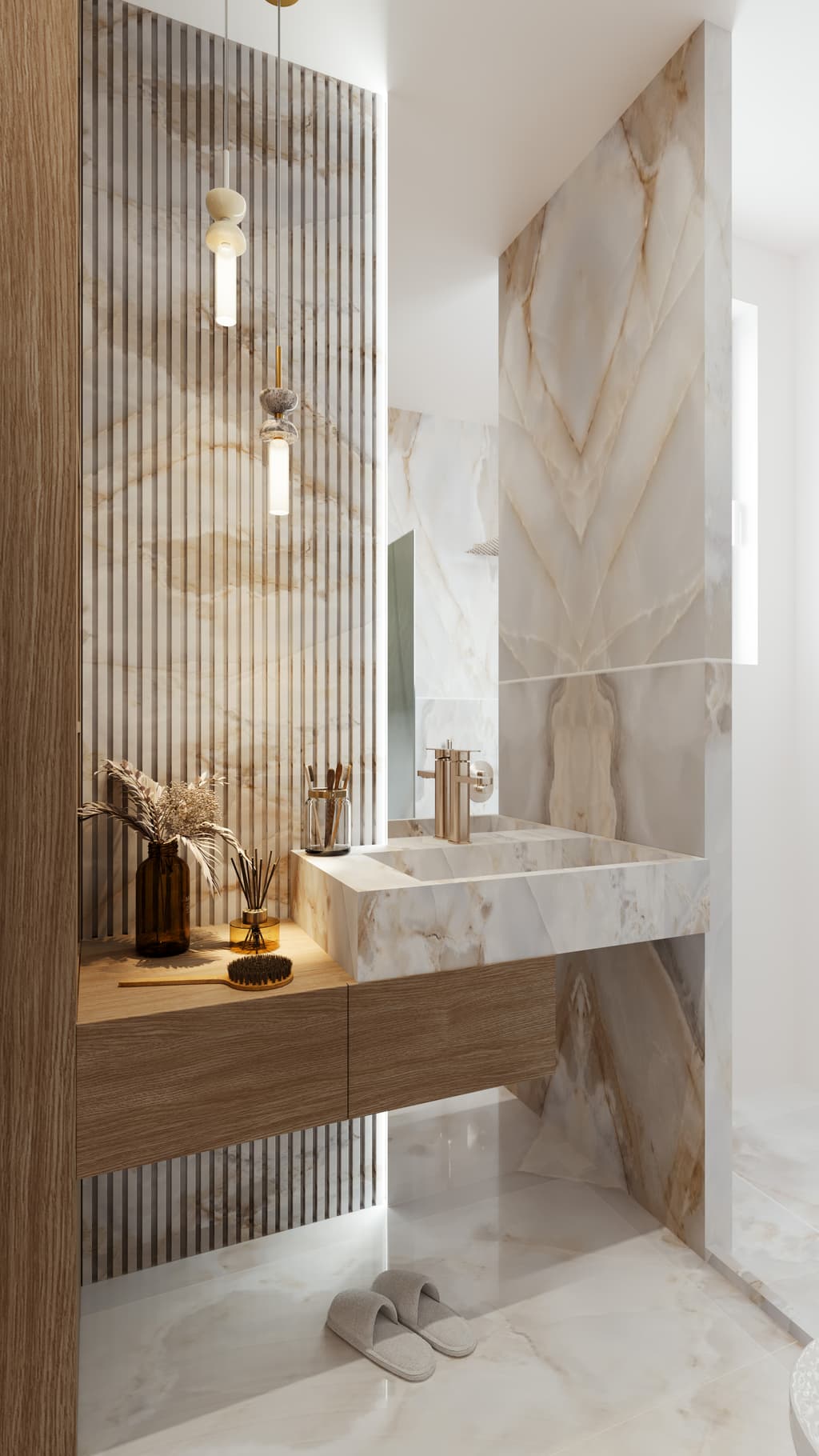 Boutique apartment interior with warm accents and soft contemporary textures 2