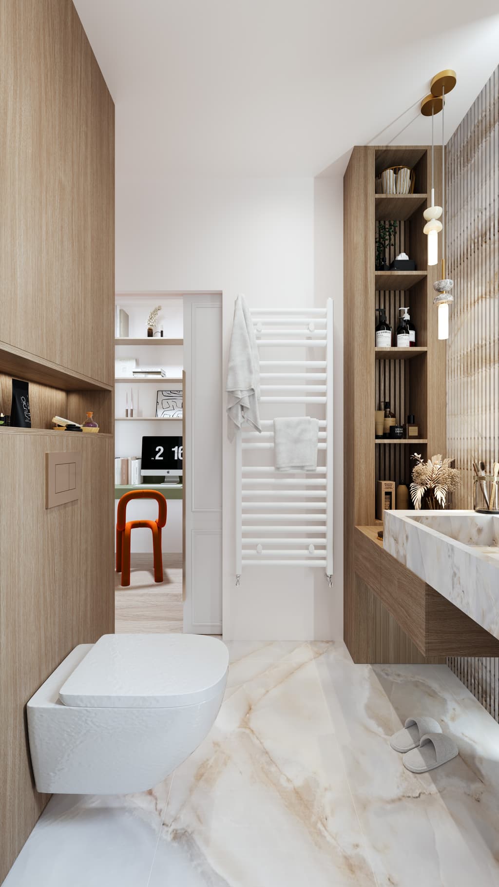 Boutique apartment interior with warm accents and soft contemporary textures 3