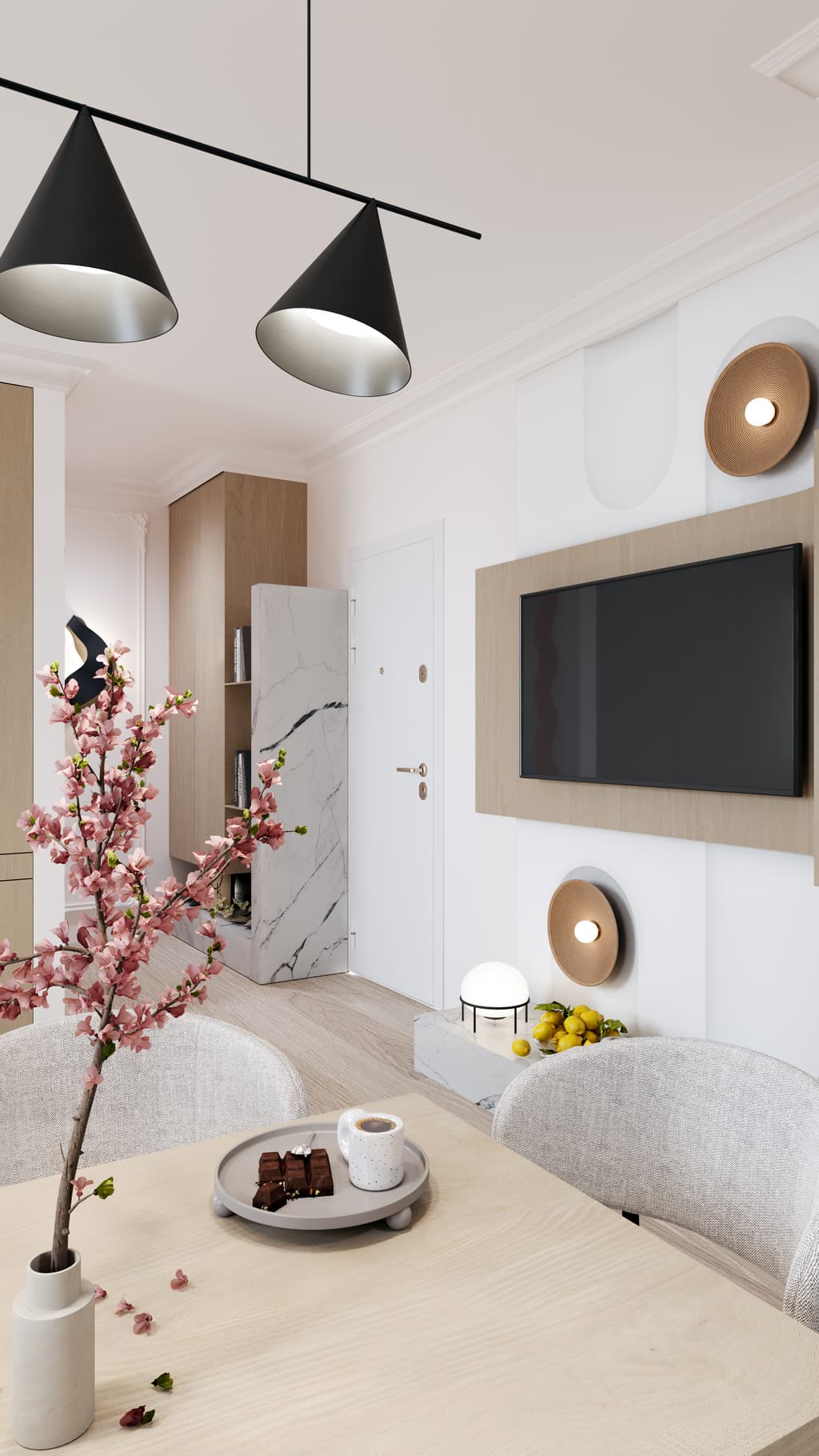 Boutique apartment interior with warm accents and soft contemporary textures 6