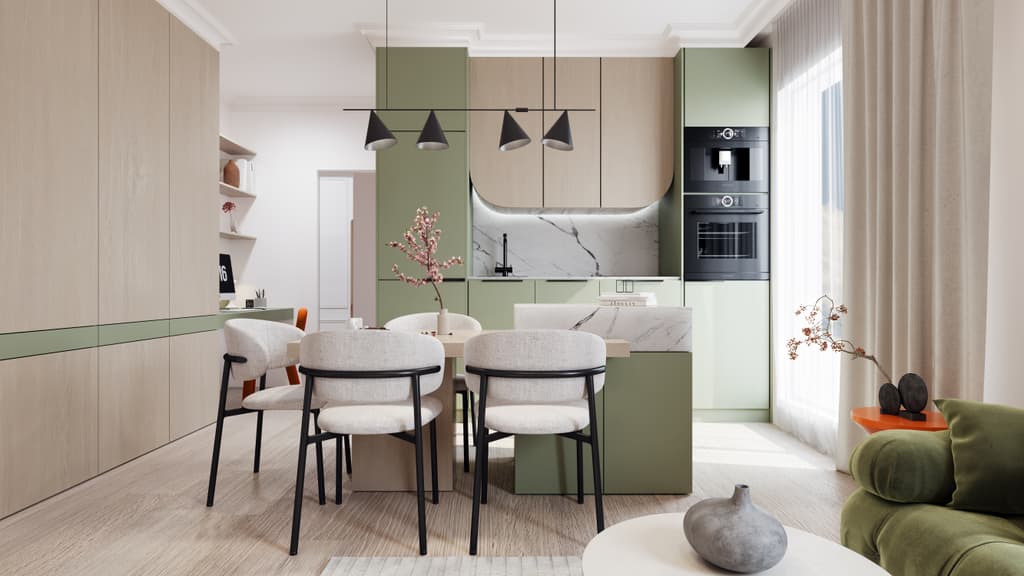 Boutique apartment interior with warm accents and soft contemporary textures 7