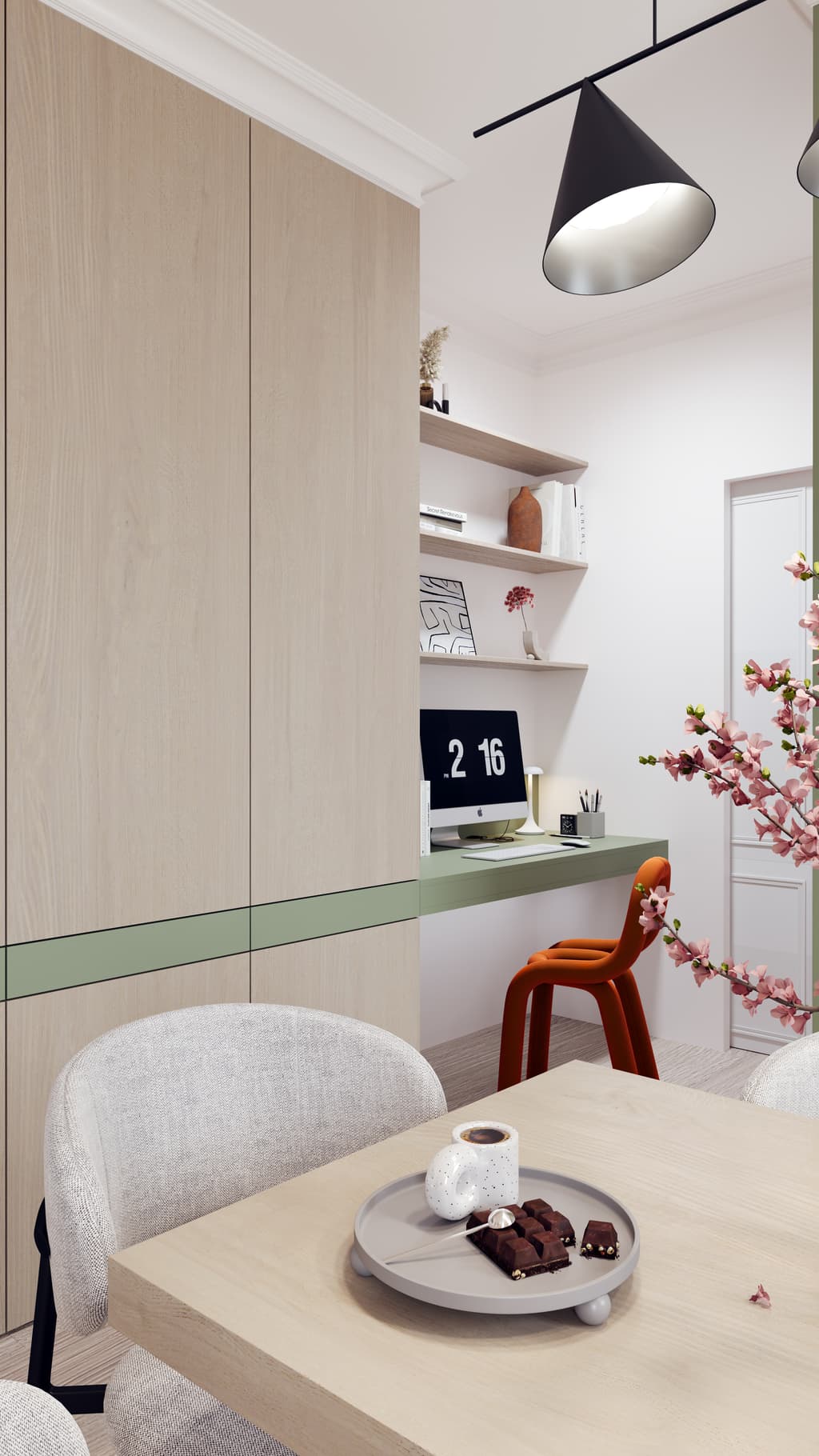 Boutique apartment interior with warm accents and soft contemporary textures 8